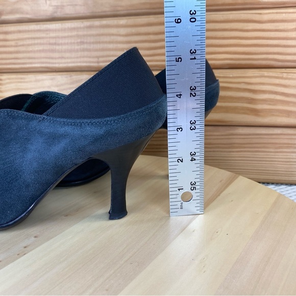 Donald J Pliner 7 US Slip on Black Suede/Leather Stiletto Heels Pumps Shooties - Picture 4 of 12